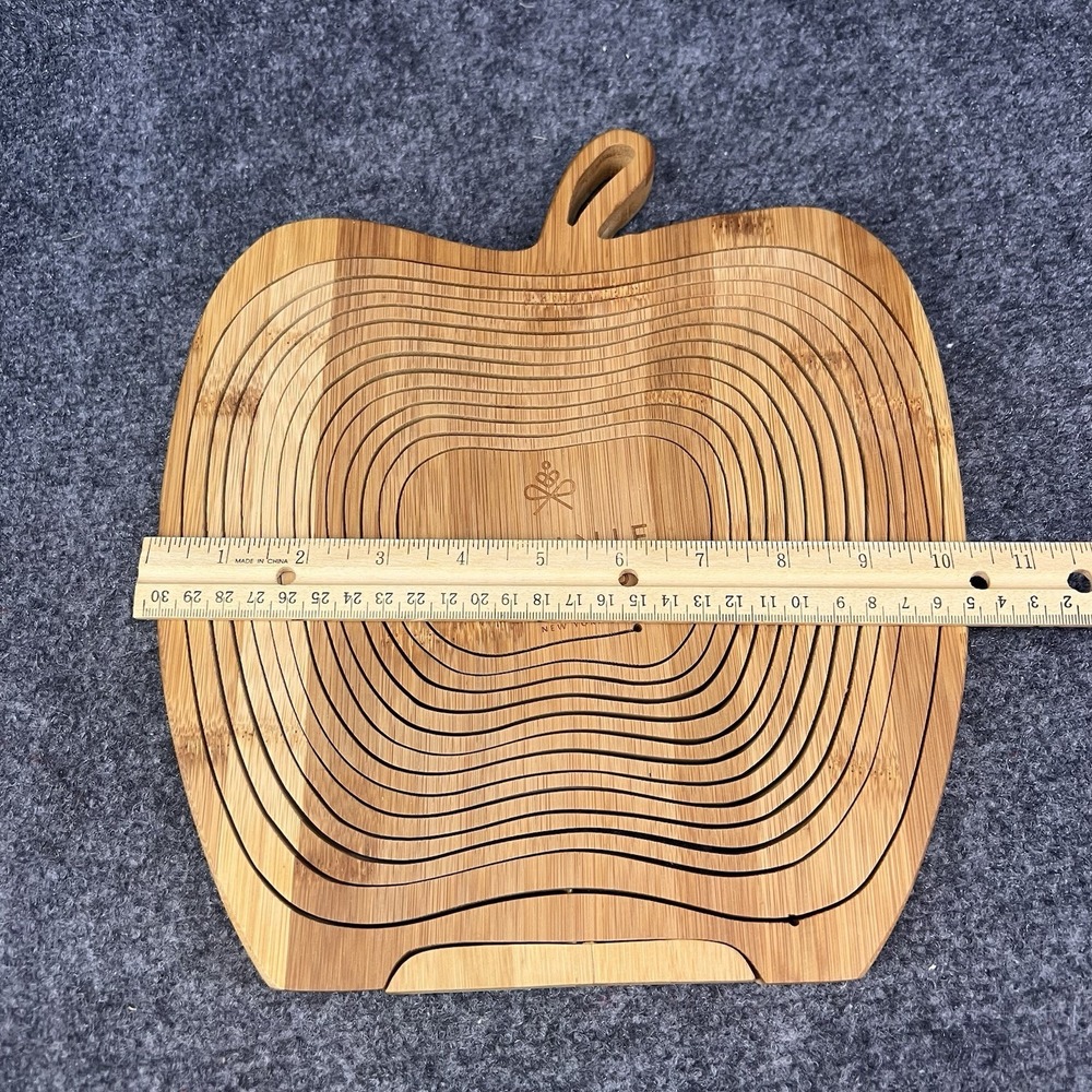 Bonnie & Pop NY Wooden Collapsible Apple Fruit Basket Trivet 11.75" T - Picture 4 of 11